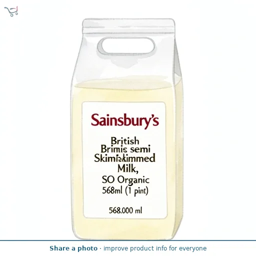 Sainsbury's British Semi Skimmed Milk, SO Organic 568ml (1 pint)