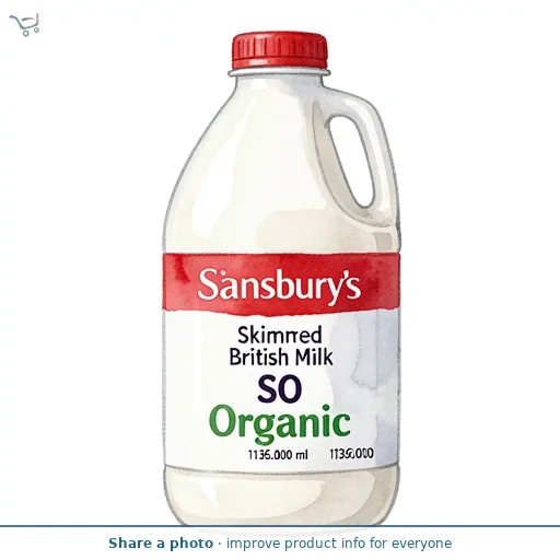 Sainsbury's Skimmed British Milk, SO Organic 1.136L