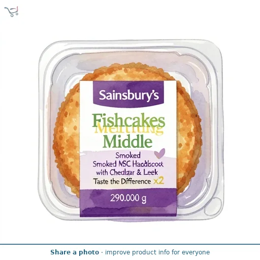 Sainsbury's Fishcakes Melting Middle Smoked MSC Haddock with Cheddar & Leek Taste the Difference x2 290g