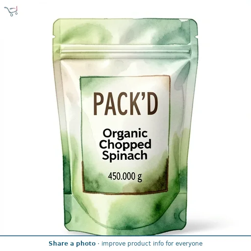 PACK'D Organic Chopped Spinach 450g