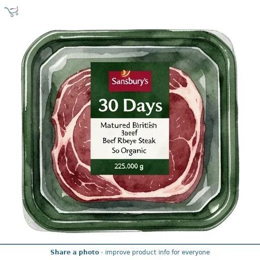 Sainsbury's 30 Days Matured British Beef Ribeye Steak, So Organic 225g