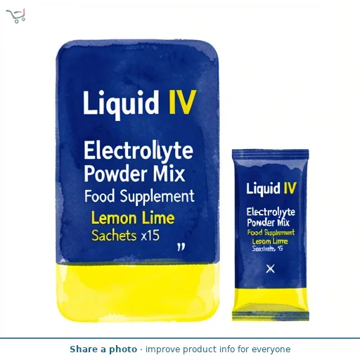 Liquid IV Electrolyte Powder Mix Food Supplement Lemon Lime Sachets x15