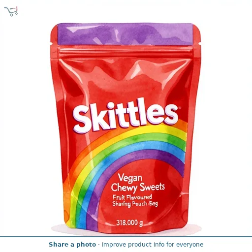 Skittles Vegan Chewy Sweets Fruit Flavoured Sharing Pouch Bag 318g