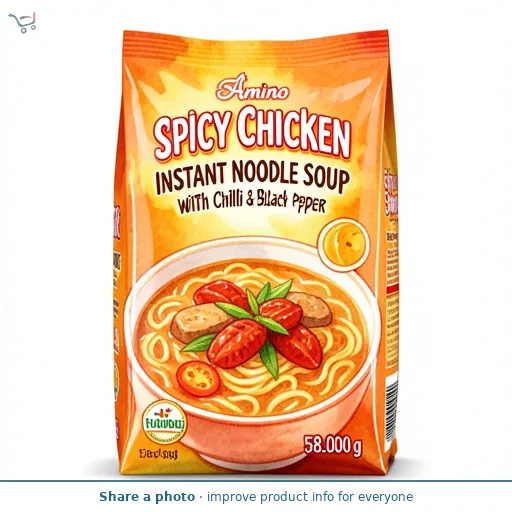 Amino Spicy Chicken Instant Noodle Soup with Chilli & Black Pepper 58g