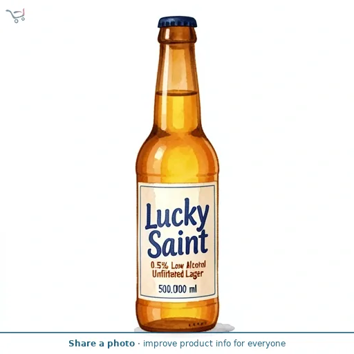 Lucky Saint 0.5% Low Alcohol Unfiltered Lager 500ml