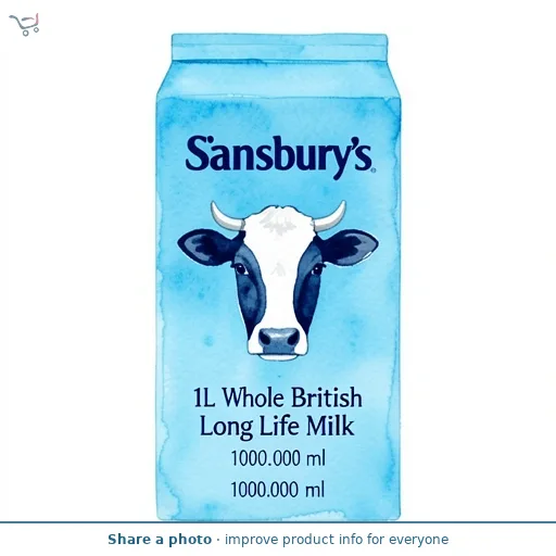 Sainsbury's 1L Whole British Long Life Milk