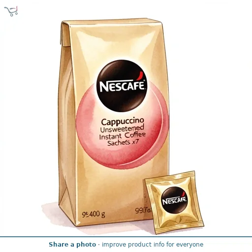 Nescafe Cappuccino Unsweetened Instant Coffee Sachets x7 99.4g