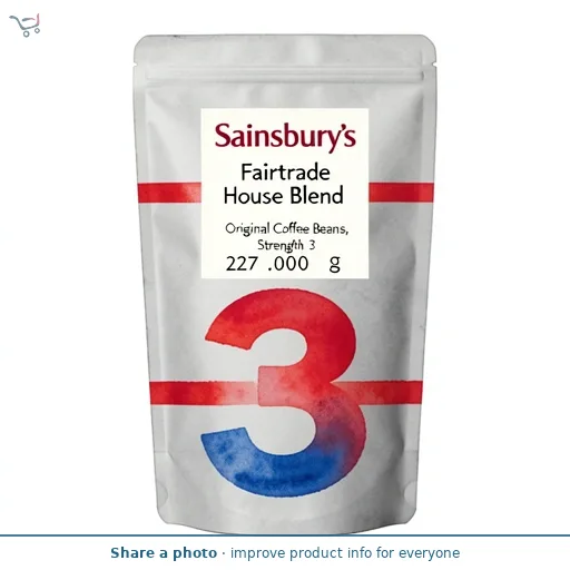 Sainsbury's Fairtrade House Blend Original Coffee Beans, Strength 3 227g