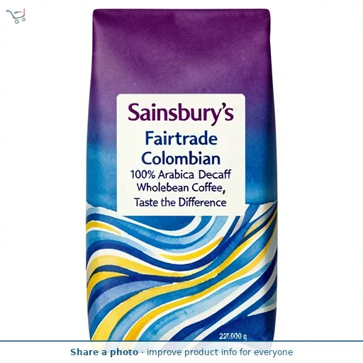 Sainsbury's Fairtrade Colombian Decaff 100% Arabica Wholebean Coffee, Taste the Difference 227g