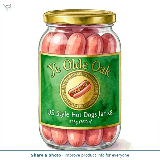 Ye Olde Oak US Style Hot Dogs Jar x8 525g (360g*)