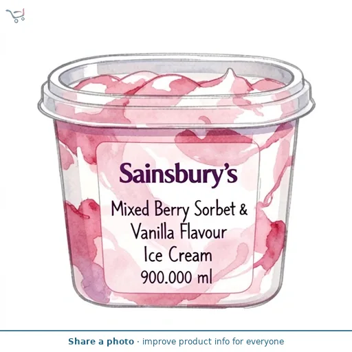 Sainsbury's Mixed Berry Sorbet & Vanilla Flavour Ice Cream 900ml