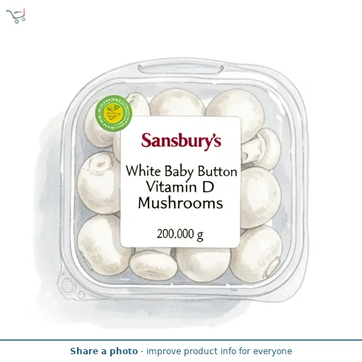 Sainsbury's White Baby Button Vitamin D Mushrooms 200g