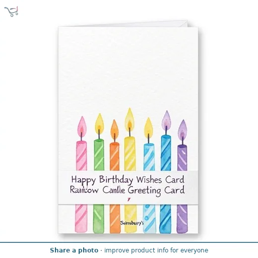 Sainsbury's Happy Birthday Wishes Card Rainbow Candles Greeting Card