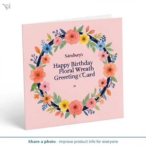 Sainsbury's Happy Birthday Card Floral Wreath Greeting Card