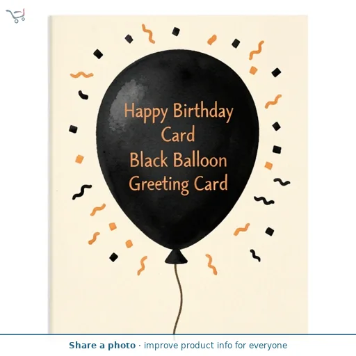Sainsbury's Happy Birthday Card Black Balloon Greeting Card