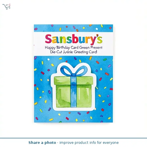 Sainsbury's Happy Birthday Card Green Present Die-Cut Juvenile Greeting Card