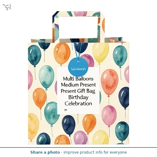 Sainsbury's Multi Balloons Medium Present Gift Bag Birthday Celebration