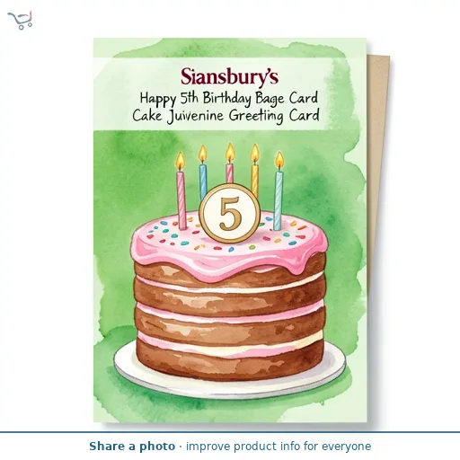 Sainsbury's Happy 5th Birthday Badge Card Cake Juvenile Greeting Card