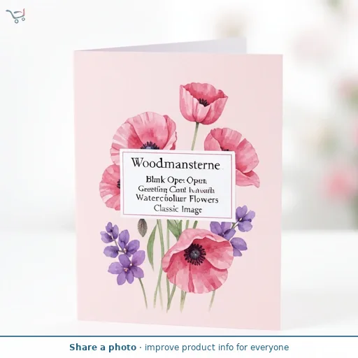 Woodmansterne Blank Open Greeting Card Send with Anemone Watercolour Flowers Classic Image