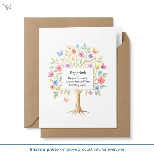 Paperlink Deepest Sympathy Card Classic Flower Tree Greeting Card