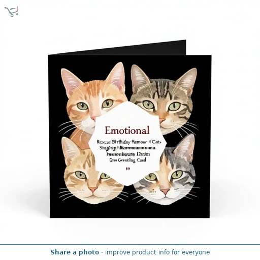 Emotional Rescue Birthday Humour 4 Cats Singing Mammaaaaaa Photography Design Open Greeting Card