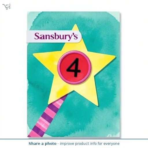 Sainsbury's Happy 4th Birthday Badge Card Star Juvenile Greeting Card