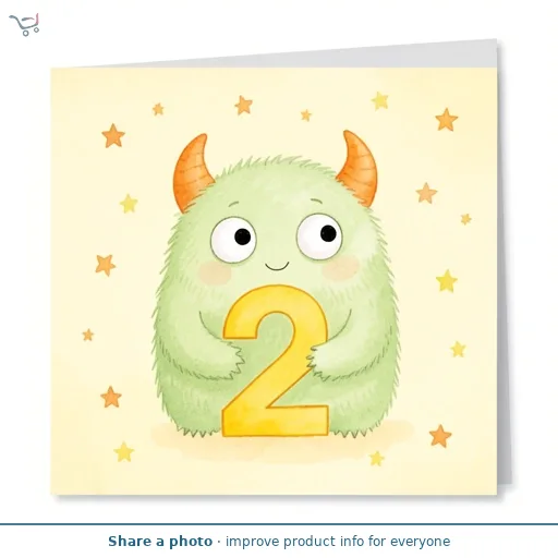 Carlton Happy 2nd Birthday Juvenile Monster Design Greeting Card