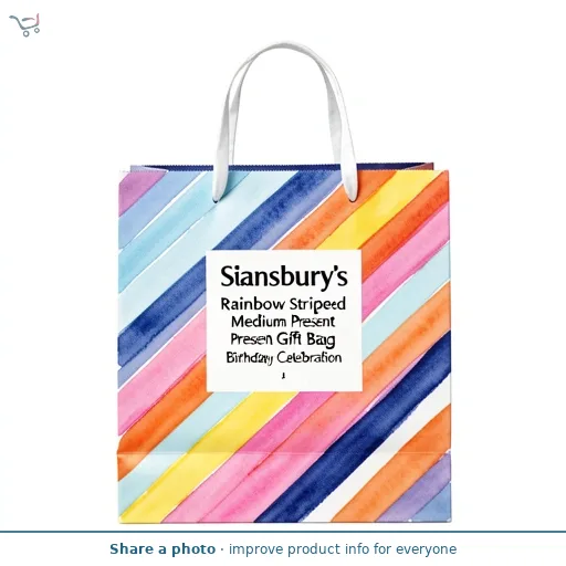 Sainsbury's Home Rainbow Striped Birthday Celebration Medium Present Gift Bag