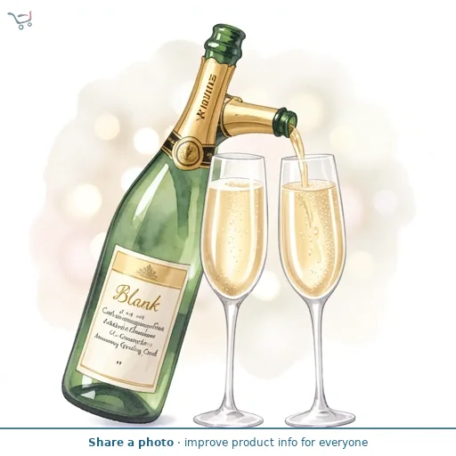 Blank Card with Photographic Glasses of Champagne Congratulations Anniversary Greeting Card