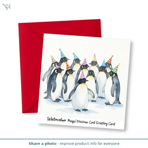 Watercolour Penguins Christmas Card Greeting Card