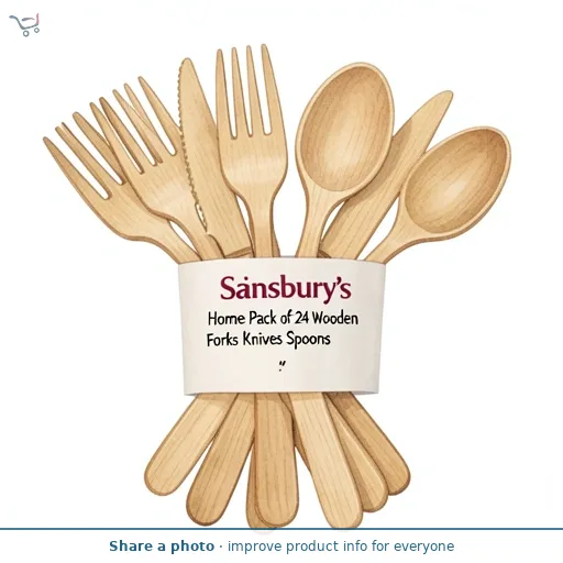 Sainsbury's Home Pack of 24 Wooden Forks Knives Spoons