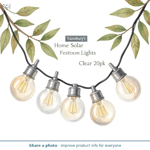 Sainsbury's Home Pack of 20 Solar Festoon Clear Lights