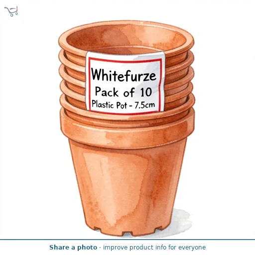 Whitefurze Pack of 10 Plastic Pot - 7.5cm