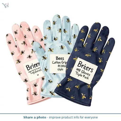 Briers Bees Cotton Grips M8 Gloves Triple Pack