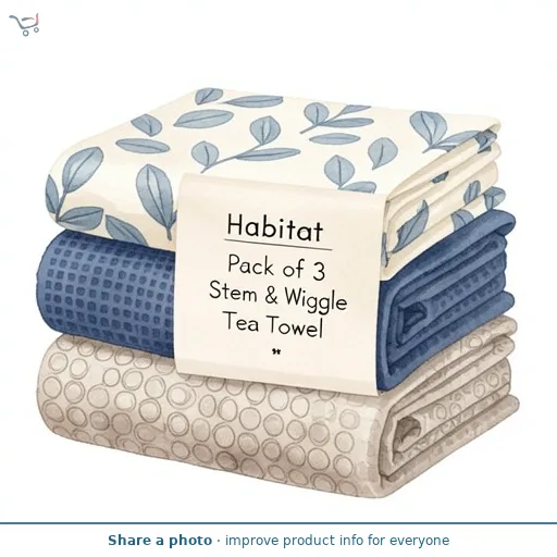 Habitat Pack of 3 Stem & Wiggle Tea Towel