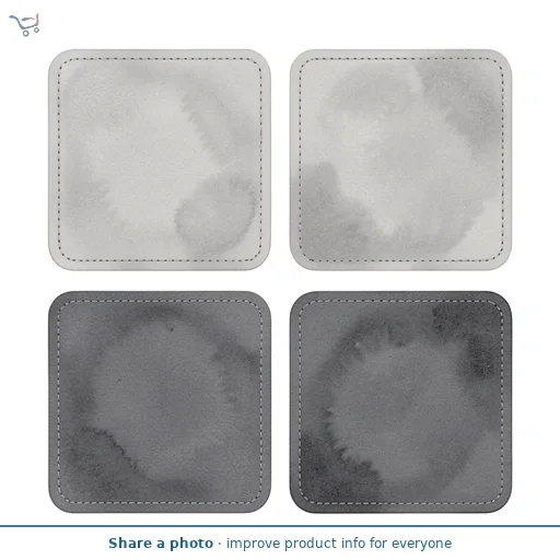 Habitat Pack of 4 Faux Leather Two Tone Reversible Coaster - Grey