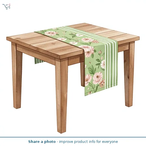 Habitat Floral & Stripe Reversible Cotton Table Runner - Green