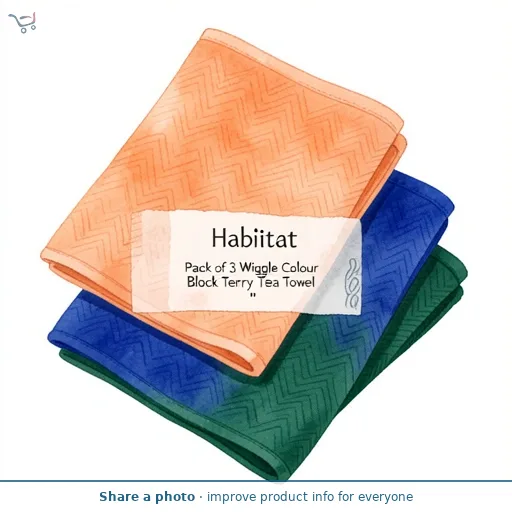 Habitat Pack of 3 Wiggle Colour Block Terry Tea Towel