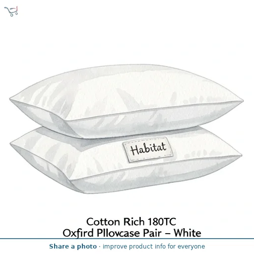 Habitat Cotton Rich 180TC Oxford Pillowcase Pair - White