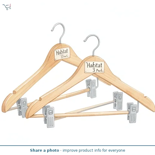 Habitat Pack of 3 Wooden Clip Trouser Hangers