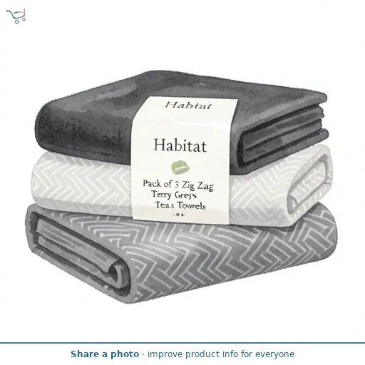 Habitat Pack of 3 Zig Zag Terry Greys Tea Towels