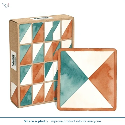 Habitat Pack of 4 Geo Cube Printed Corkback Placemats