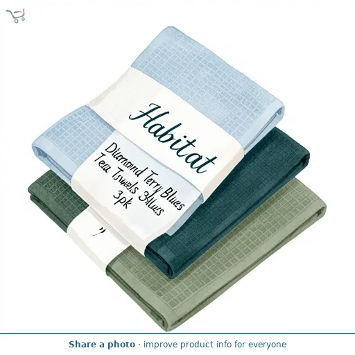 Habitat Diamond Terry Blues Tea Towels 3pk