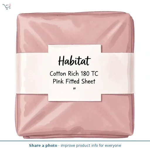 Habitat Cotton Rich 180 TC Pink Fitted Sheet