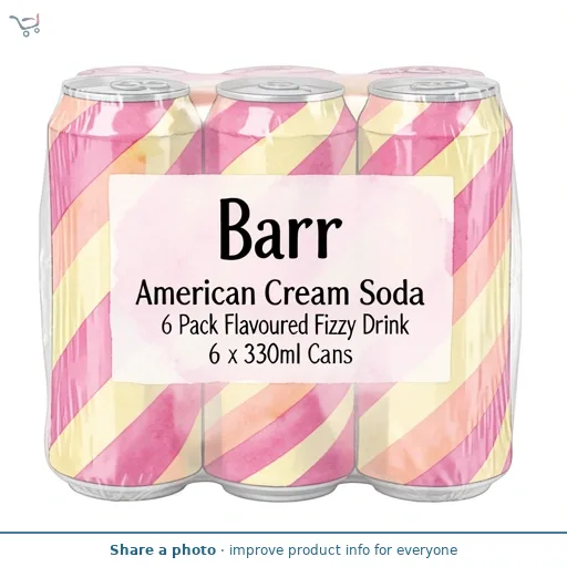 Barr American Cream Soda 6 Pack Flavoured Fizzy Drink  6 x 330ml Cans