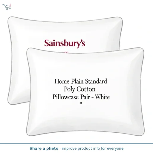 Sainsbury's Home Plain Standard Poly Cotton Pillowcase Pair - White