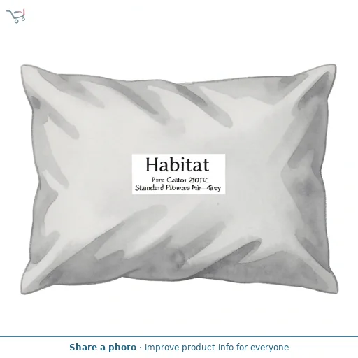 Habitat Pure Cotton 200TC Standard Pillowcase Pair - Grey