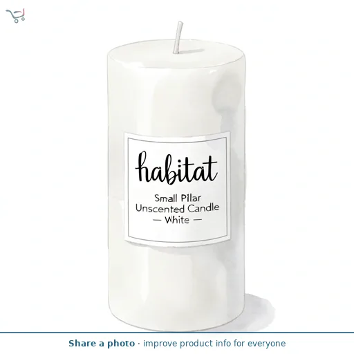 Habitat Small Pillar Unscented Candle - White
