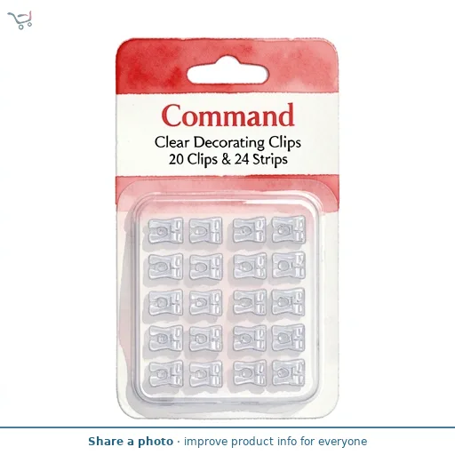 Command Clear Decorating Clips 20 Clips & 24 Strips