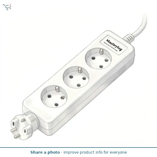 Masterplug Basic 4 Socket Extension Lead 1m Cable Power Strip - White
